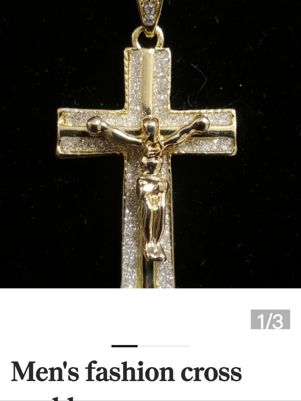 Gold and Silver Men’s Cross Pendant with Crucifix. 24 Inches Long !!